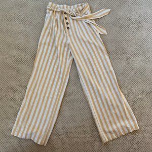 Yellow and White Wide-Legged Pants